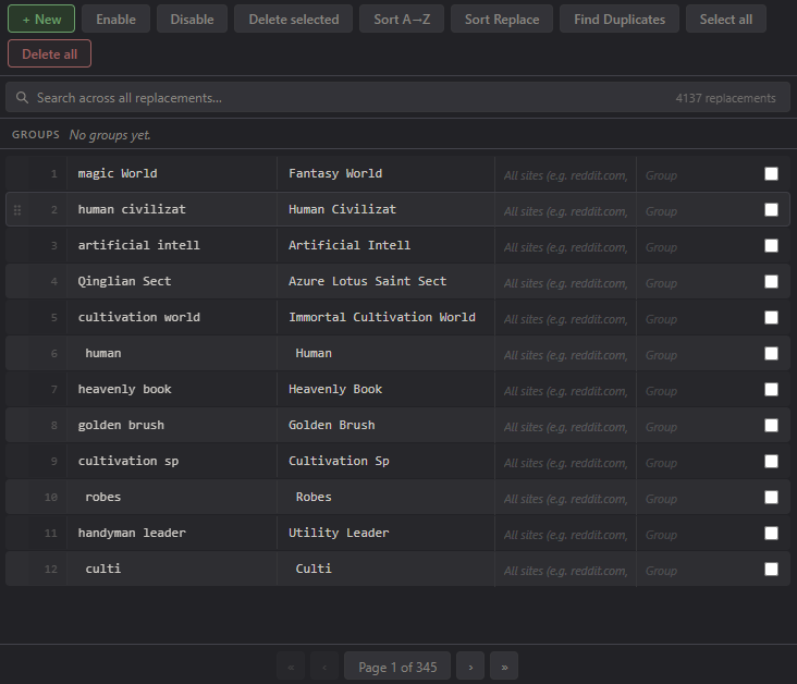 Word Replacer III Replacement List